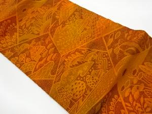 リサイクル　家屋風景模様織出し名古屋帯